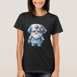Grappige verloskundige kabouter in vintage verplee t-shirt