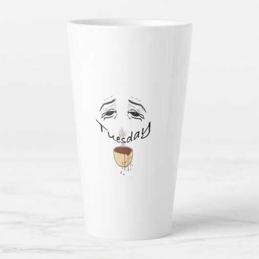 Grappige Vermoeide Dinsdag Koffiemok - Uitgeputte Latte Mok (Voorkant)