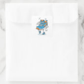 Grappige Vermoeide Hardloopschoen Cartoon Kunst St Vierkante Sticker (Tas)