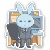 Grappige vermoeide kantoormedewerker Bunny Sticker (Voorkant)
