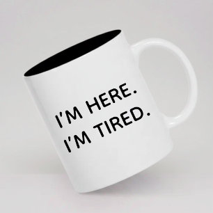 Grappige Vermoeide Koffiemok Cadeau voor Haar of C Tweekleurige Koffiemok