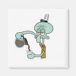 Grappige Vermoeide Squidward die Koffie Ongezochte Magneet