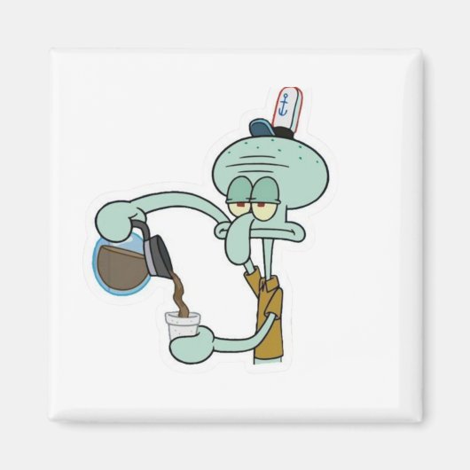 Grappige Vermoeide Squidward die Koffie Ongezochte Magneet (Voorkant)