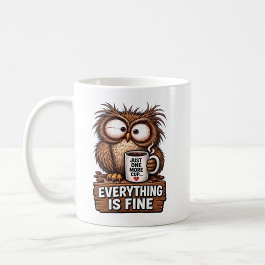 Grappige Vermoeide Uil Koffie Koffiemok (Links)