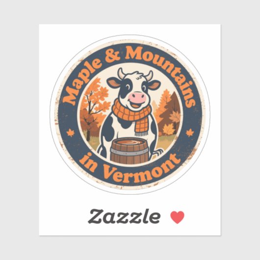 Grappige  Vermont Koe Maple Syrup Retro Sticker (Vel)