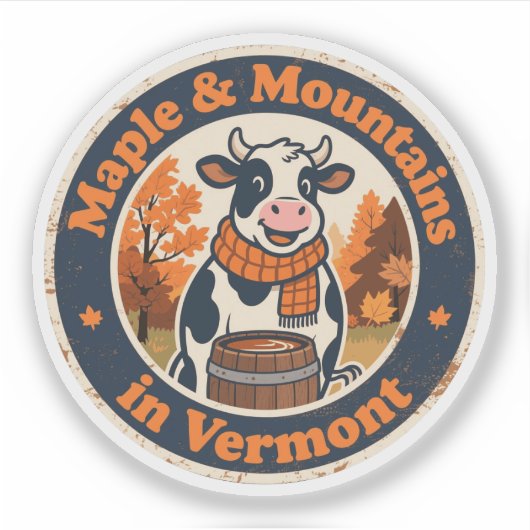 Grappige Vermont Koe Maple Syrup Retro Sticker (Voorkant)