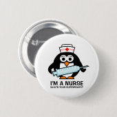 Grappige verpleegknoppen met schattige pinguïn ver ronde button 5,7 cm (Voorkant /achterkant)
