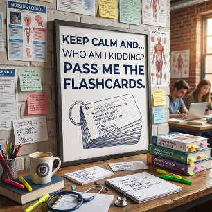 Grappige Verpleegkundige Student Studeer Flashcard Poster