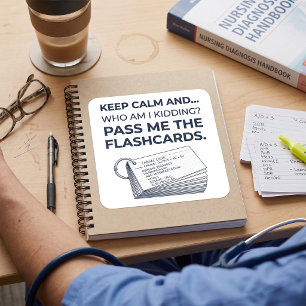 Grappige verpleegkundige student studie flashcards vierkante sticker