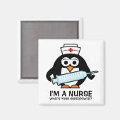Grappige verpleegmagneet met schattige pinguïn ver magneet (Voorkant / Achterkant)