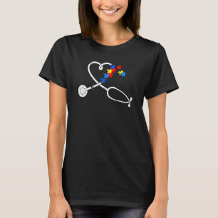 Grappige Verpleegster Autisme Puzzel Stethoscoop H T-shirt