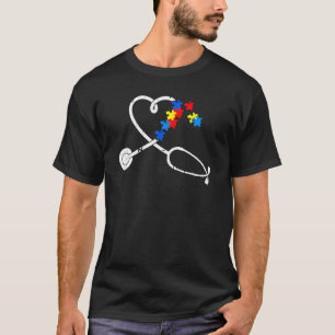 Grappige Verpleegster Autisme Puzzel Stethoscoop H T-shirt
