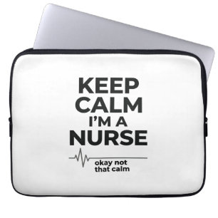 Grappige Verpleegster Blijf Kalm Vintage Gravure S Laptop Sleeve
