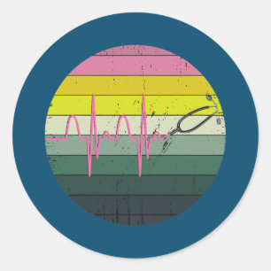 Grappige verpleegster cadeaus retro vintage dokter ronde sticker
