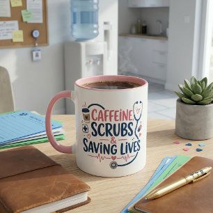 Grappige Verpleegster Caffeïne Scrubs Redden Leven Mok