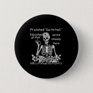 Grappige Verpleegster Donkere Humor Schedel Pt Sta Ronde Button 5,7 Cm