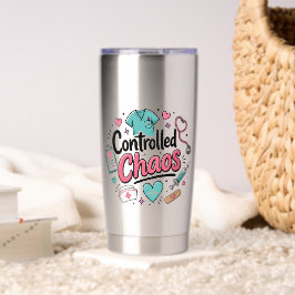Grappige Verpleegster Gecontroleerde Chaos Geïsoleerde Drinkbeker