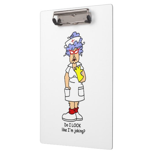 Grappige verpleegster geen grapje klembord (Links)