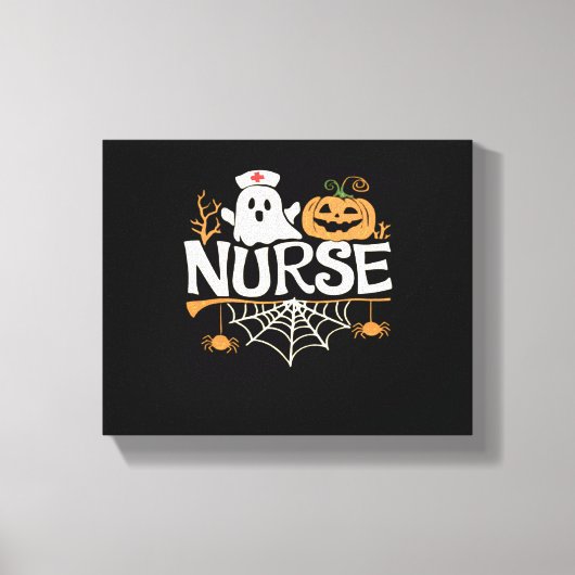 Grappige Verpleegster Halloween Ghost Design Essen Canvas Afdruk (Voorkant)