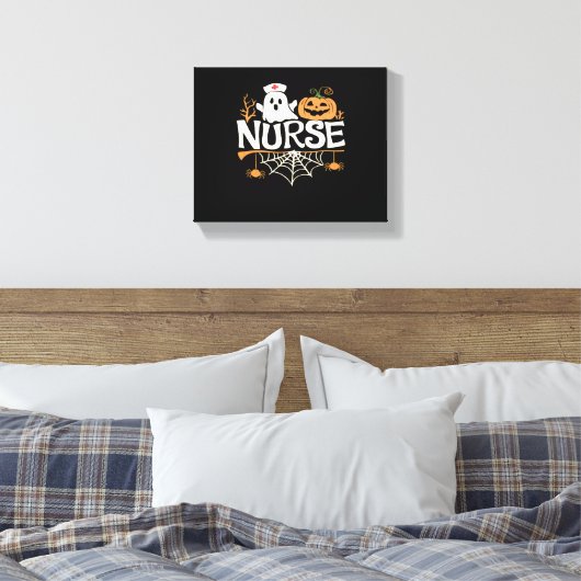 Grappige Verpleegster Halloween Ghost Design Essen Canvas Afdruk (Insitu (Slaapkamer))