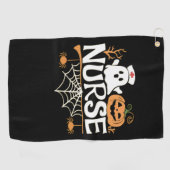 Grappige Verpleegster Halloween Ghost Design Essen Golfhanddoek (Horizontaal)