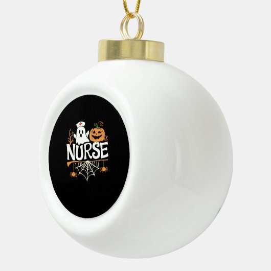 Grappige Verpleegster Halloween Ghost Design Essen Keramische Bal Ornament (Rechts)