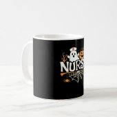 Grappige Verpleegster Halloween Ghost Design Essen Koffiemok (Voorkant links)