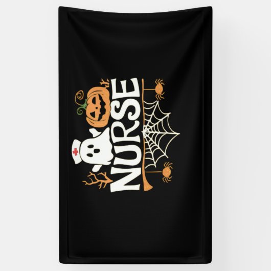 Grappige Verpleegster Halloween Ghost Design Essen Spandoek (Verticaal)