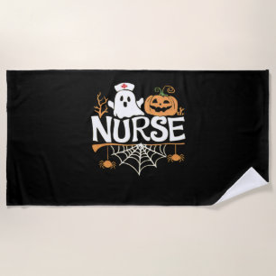 Grappige Verpleegster Halloween Ghost Design Essen Strandlaken