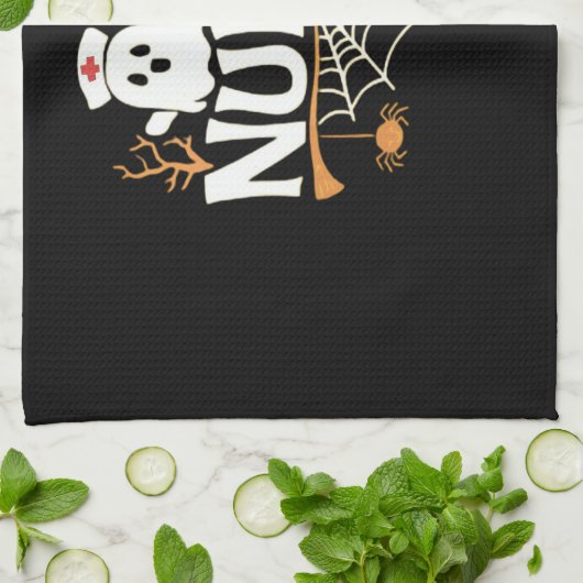 Grappige Verpleegster Halloween Ghost Design Essen Theedoek (Gevouwen)