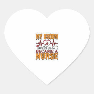 Grappige Verpleegster Halloween Mijn Bezem Brak Vi Hart Sticker