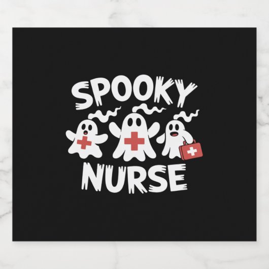 Grappige Verpleegster Halloween Sparkling Wijnetiket (Enkel label)