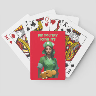 Grappige Verpleegster Icing It Thunder_Cove Pokerkaarten