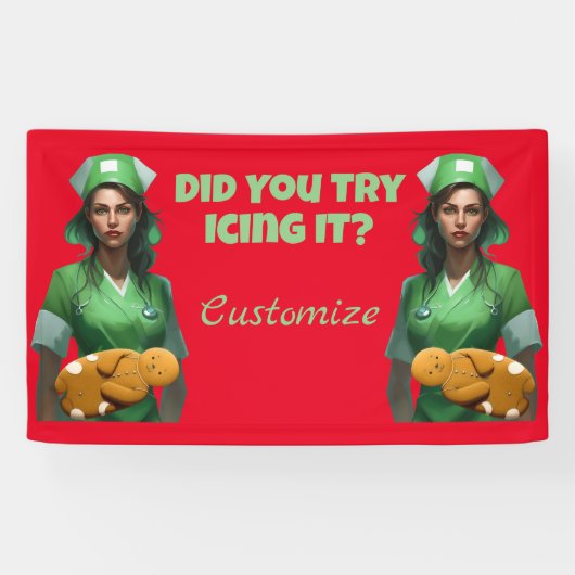 Grappige Verpleegster Icing It Thunder_Cove Spandoek (Horizontaal)