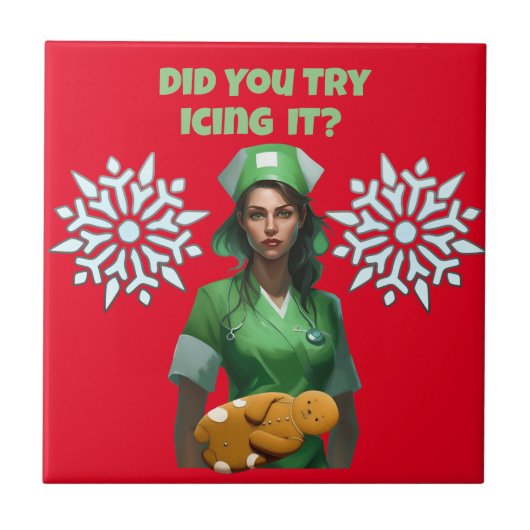 Grappige Verpleegster Icing It Thunder_Cove Tegeltje (Voorkant)