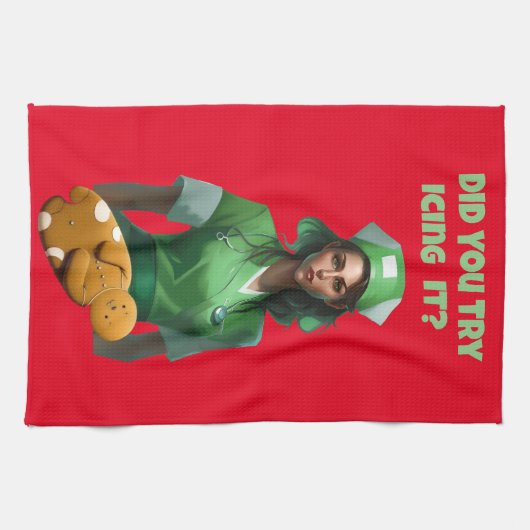 Grappige Verpleegster Icing It Thunder_Cove Theedoek (Horizontaal)