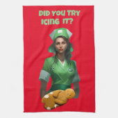 Grappige Verpleegster Icing It Thunder_Cove Theedoek (Verticaal)