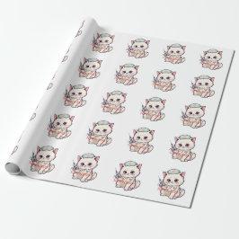 Grappige Verpleegster Kat De Aderzoeker Gepersonal Cadeaupapier