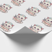 Grappige Verpleegster Kat De Aderzoeker Gepersonal Cadeaupapier (Hoek)