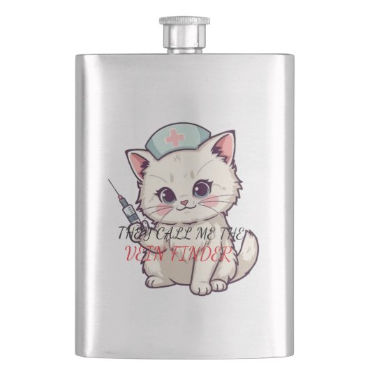Grappige Verpleegster Kat De Aderzoeker Gepersonal Flacon (Voorkant)