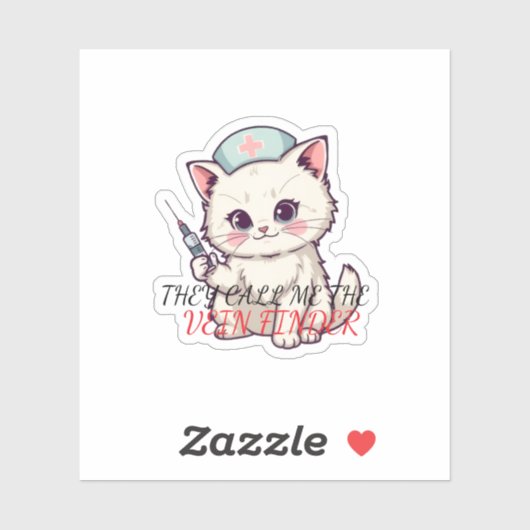 Grappige Verpleegster Kat De Aderzoeker Gepersonal Sticker (Vel)