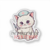 Grappige Verpleegster Kat De Aderzoeker Gepersonal Sticker (Voorkant)