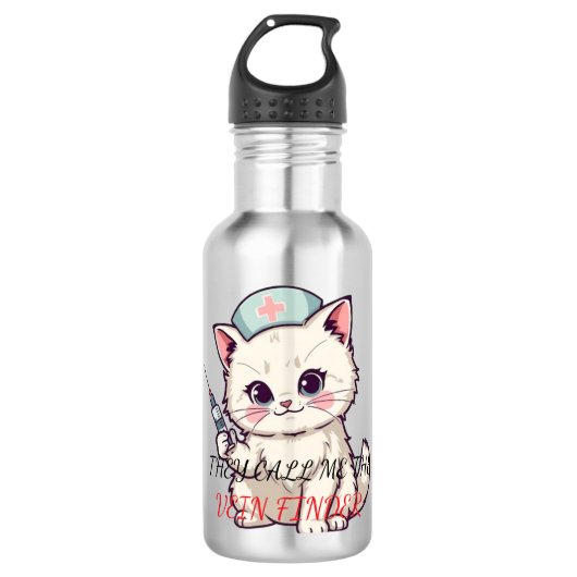 Grappige Verpleegster Kat De Aderzoeker Gepersonal Waterfles (Voorkant)