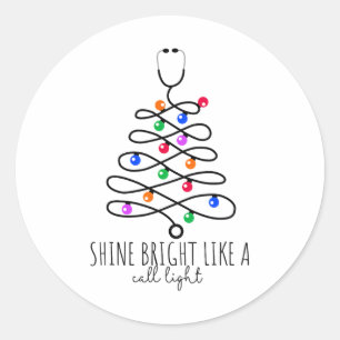 Grappige verpleegster kerst glanzen helder als een ronde sticker