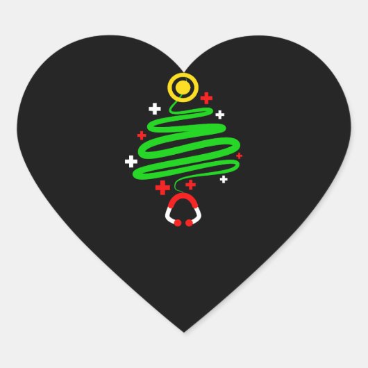 Grappige Verpleegster Kerstboom Stethoscoop Gif Hart Sticker (Voorkant)