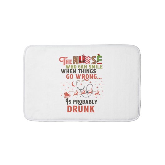 Grappige Verpleegster Kerstmis Pun Quote Hilarisch Badmat (Voorkant)