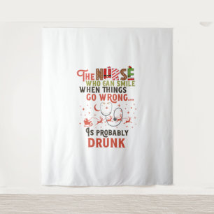 Grappige Verpleegster Kerstmis Pun Quote Hilarisch Wandkleed