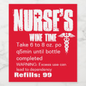 Grappige verpleegster recept medische partij wijn etiket (Enkel label)