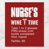 Grappige verpleegster recept rode medische partij wijn etiket (Enkel label)