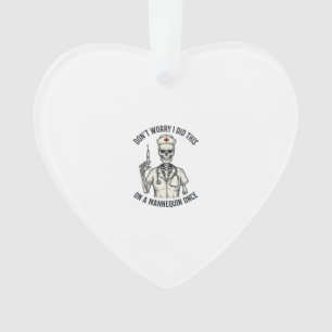 Grappige Verpleegster Skelet Spuit Antieke Gravure Ornament